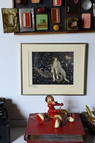 Paris (75), Cité Véron au 94 Bd de Clichy, appartement de Boris Vian, portrait de Boris Vian par Jacques Prévert titré le vrai Boris