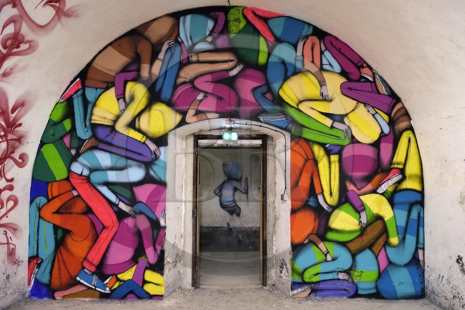 France, Haut-Rhin (68), Neuf-Brisach, Musée d'Art Urbain et de Street Art (MAUSA) hébergé dans une ancienne casemate de la citadelle de Vauban classée Patrimoine Mondial de l'UNESCO, peinture murale de Julien Malland alias Seth