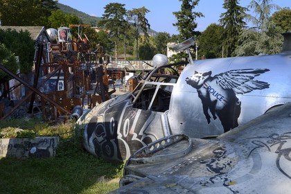 France, Rhone, Saint-Romain-au-Mont-d'Or, the Abode of Chaos (la Demeure du Chaos), the artwork is based around the endless transformation of the artist Thierry Ehrmann's 17th century home into a replica war zone at the image of this world