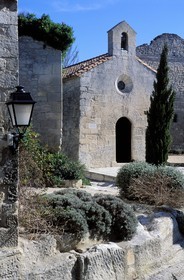 France, Bouches du Rhone, Les Baux de Provence village, labelled Les Plus Beaux Villages de France (The Most Beautiful Villages of France), Saint Blaise chapel in the citadel