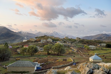Azerbaijan, Quba (Guba) region, Greater Caucasus mountain range, village of Giriz at dawn