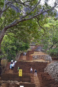 Sri Lanka, province centrale, district de Matale, Sigiriya, ville ancienne de Sigiriya classée patrimoine mondial de l'UNESCO, l'ancien palais forteresse du Rocher du Lion