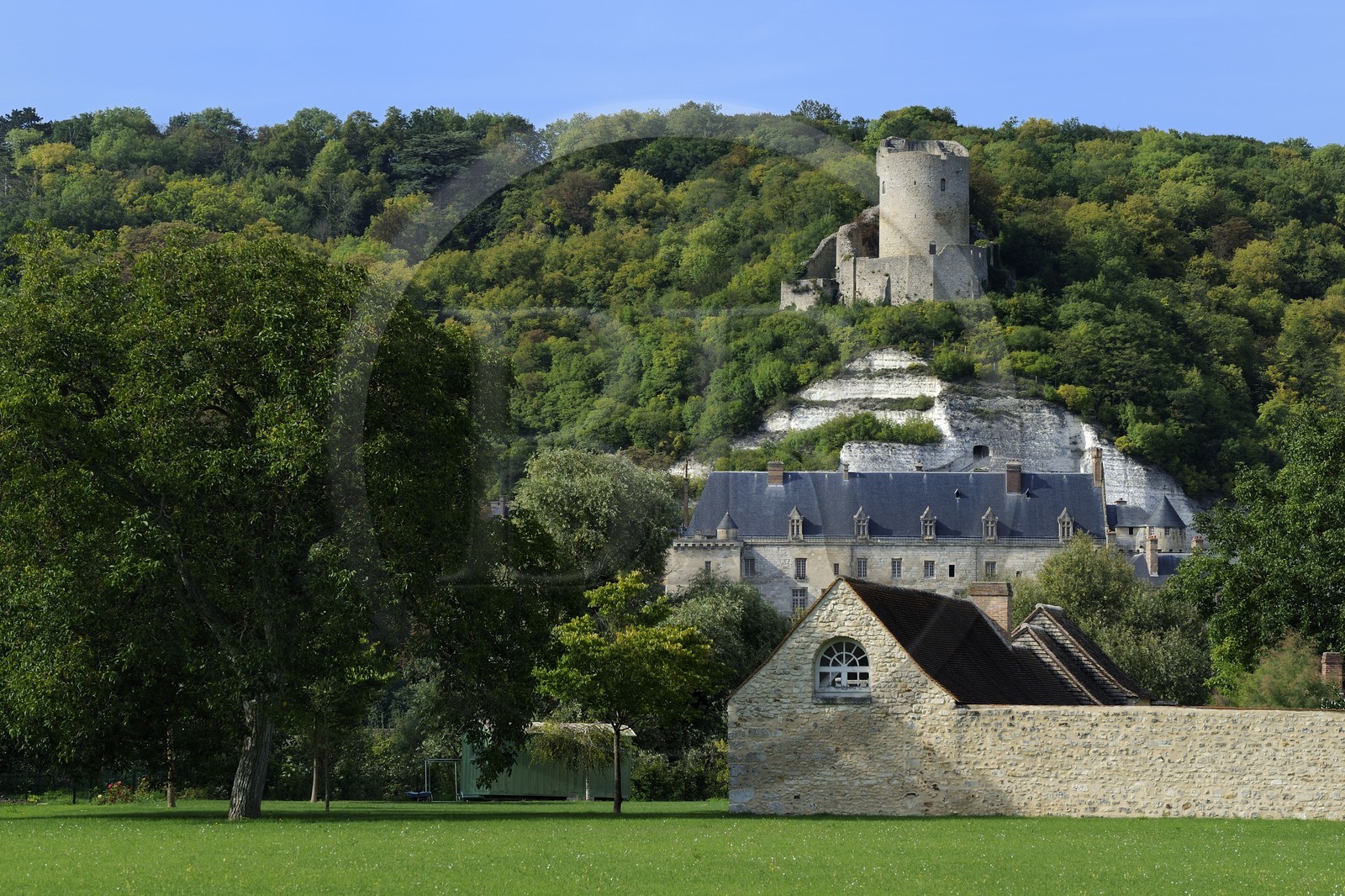 France, Val d'Oise, French Vexin Natural Park, la Roche-Guyon, labelled Les Plus Beaux Villages de France (The Most Beautiful Villages of France), the castle