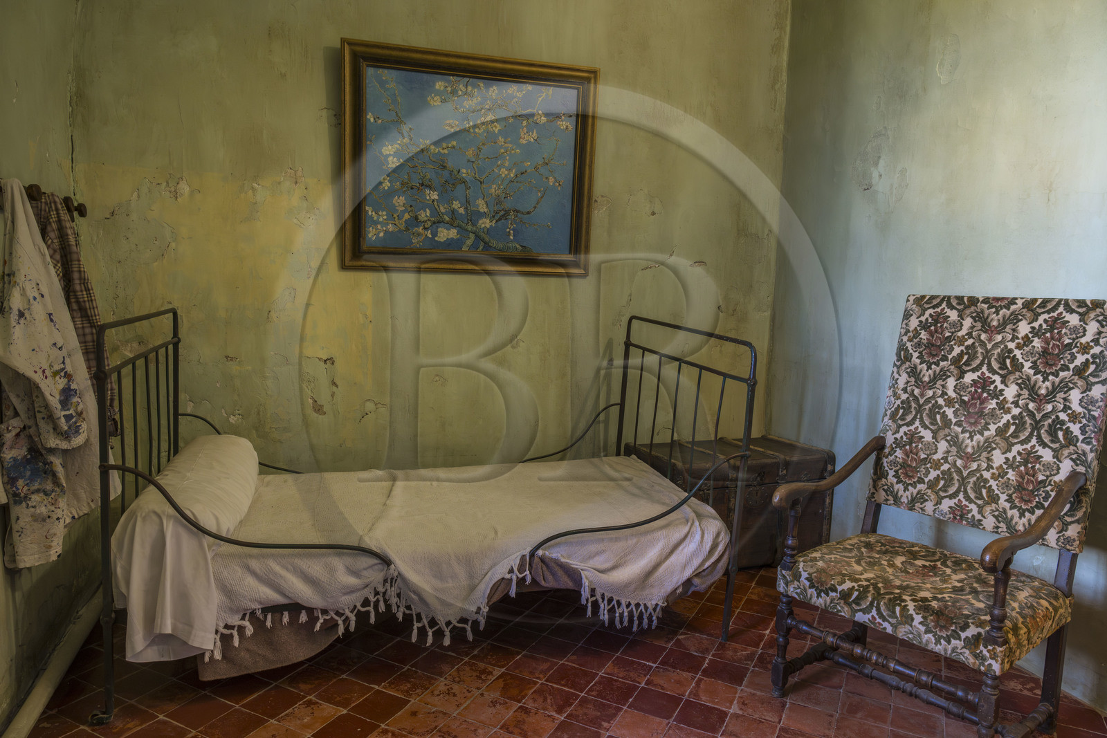 France, Bouches-du-Rhône (13), Parc Naturel Régional des Alpilles, Saint-Rémy-de-Provence, monastère Saint-Paul-de-Mausole, l'asile psychiatrique historique la Maison de santé Saint-Paul où Van Gogh fût interné en 1889-1890, la chambre de Van Gogh