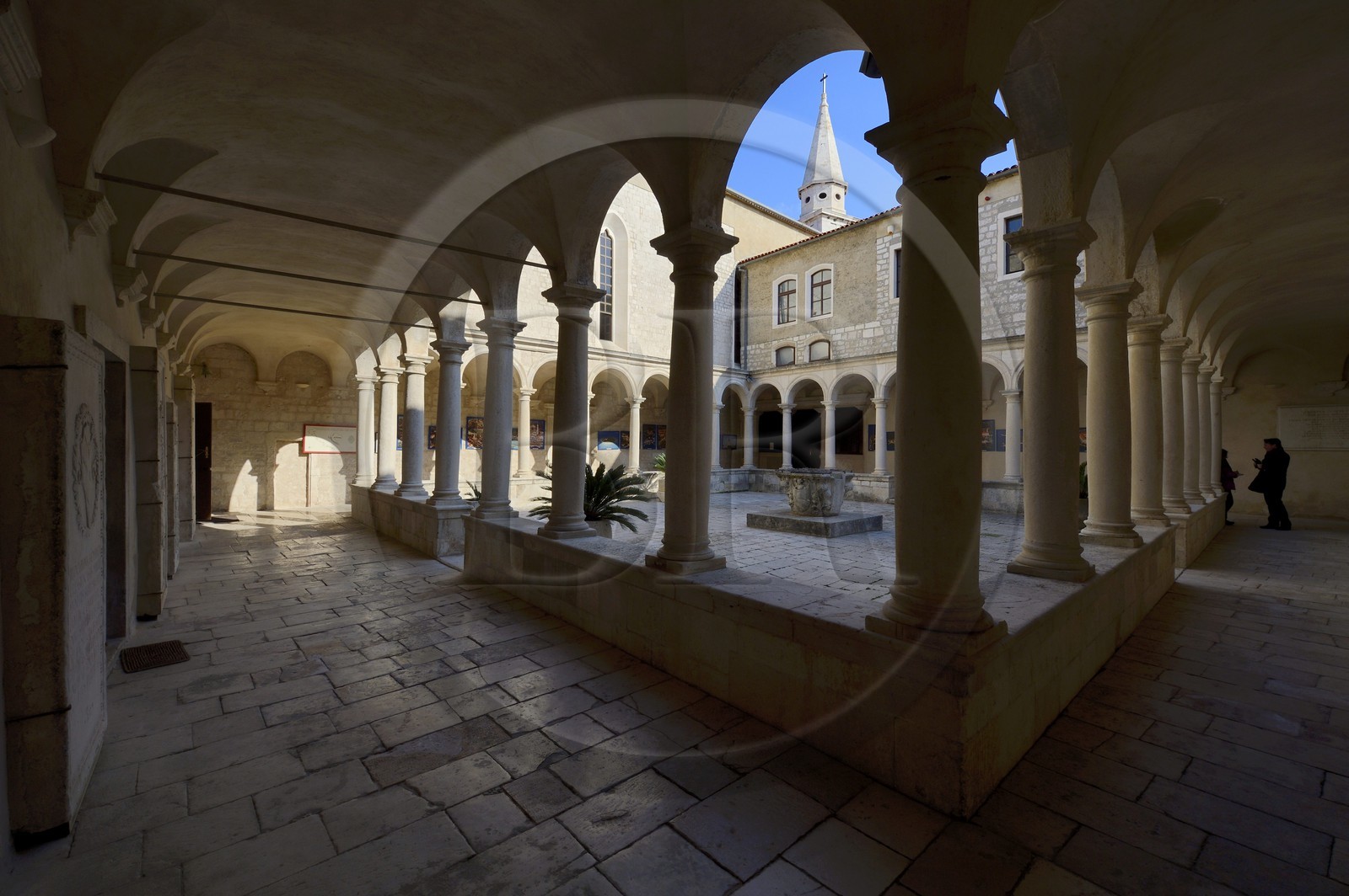 Croatie, Dalmatie, côte dalmate, Zadar, église et couvent Saint-François, le cloitre