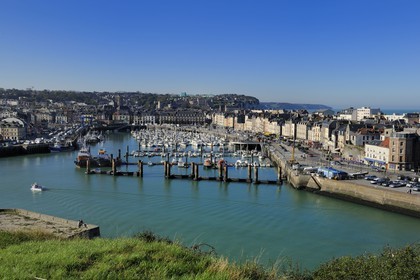 France, Seine-Maritime, Dieppe, the harbour and the castle in the background