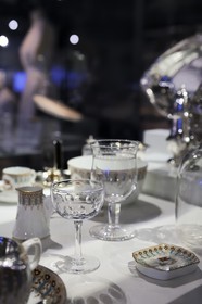 United Kingdom, Northern Ireland, Cultra near Belfast, Ulster Folk and Transport Museum, luxury tableware from the Titanic sister ships from the White Star Company