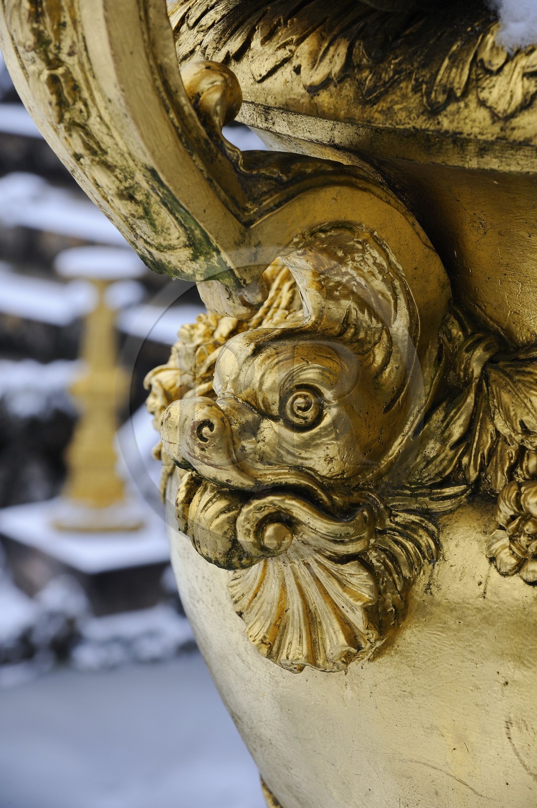 France, Yvelines, snow covered park of the Chateau de Versailles, listed as World Heritage by UNESCO, the Bosquet de la Salle de Bal (Ballroom Grove)
