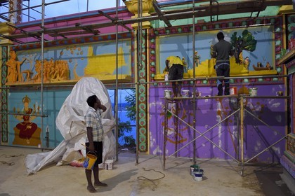 Sri Lanka, province de l'Est, Trincomalee, Koneswaram temple en reconstruction dans l'ex-Fort Frederick