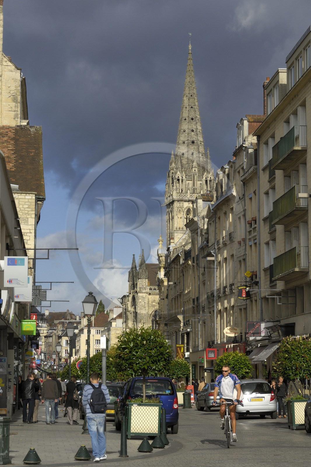 France, Calvados, Caen, St. Peter's street and St. Peter's Church