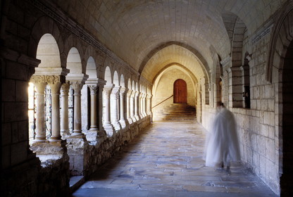 France, Drôme (26), Montjoyer, abbaye cistercienne Notre-Dame d'Aiguebelle, le cloître