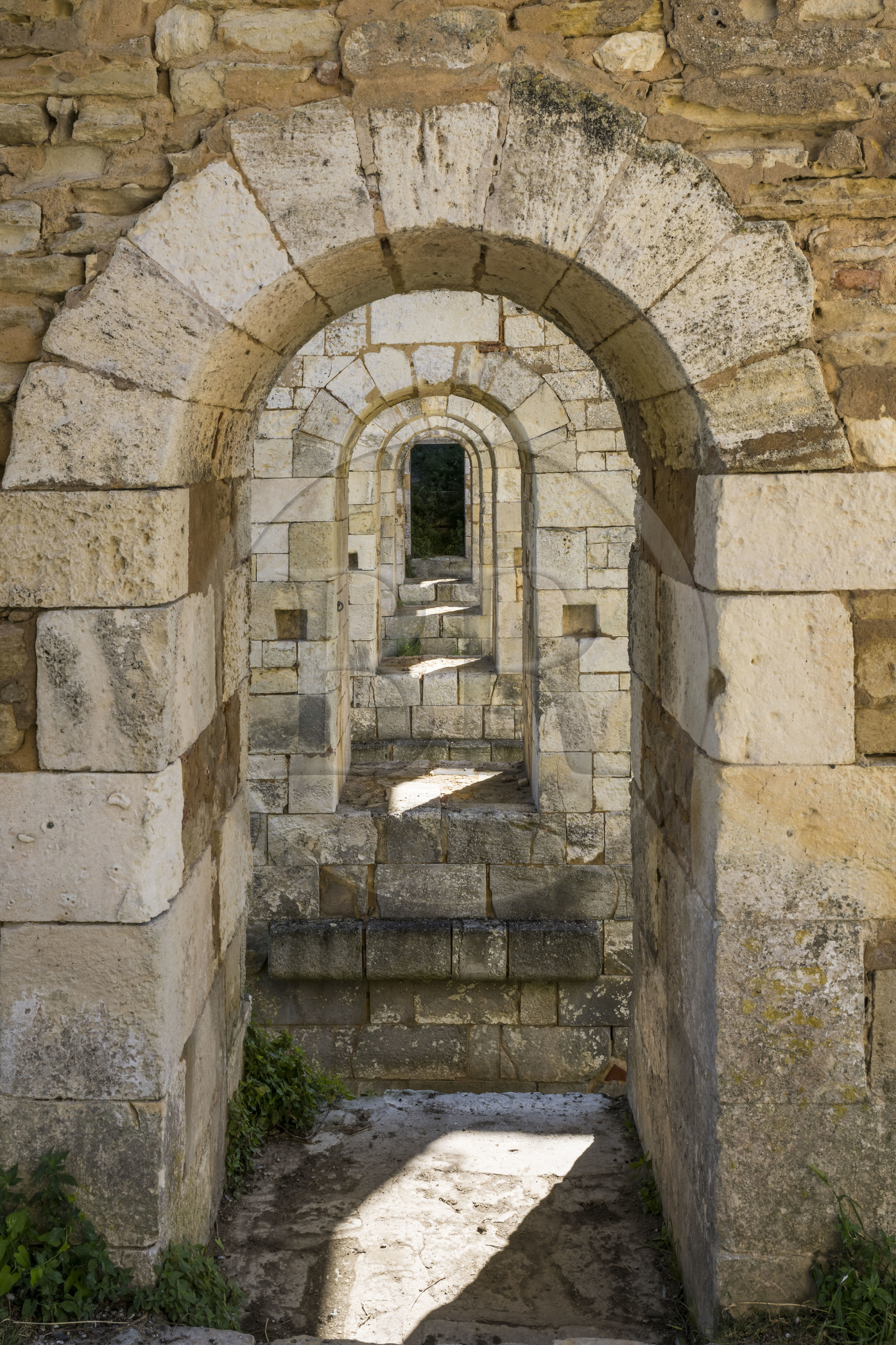 France, Charente Maritime, Oleron island, le Chateau-d'Oleron, backdoor passage under the Royal Gate bridge, one of the main accesses to the citadel