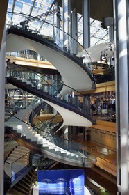 France, Bas Rhin, Strasbourg, European district, the European Parliament, Louise Weiss building, helical structure of the main official staircase inspired by the study of Leonardo da Vinci