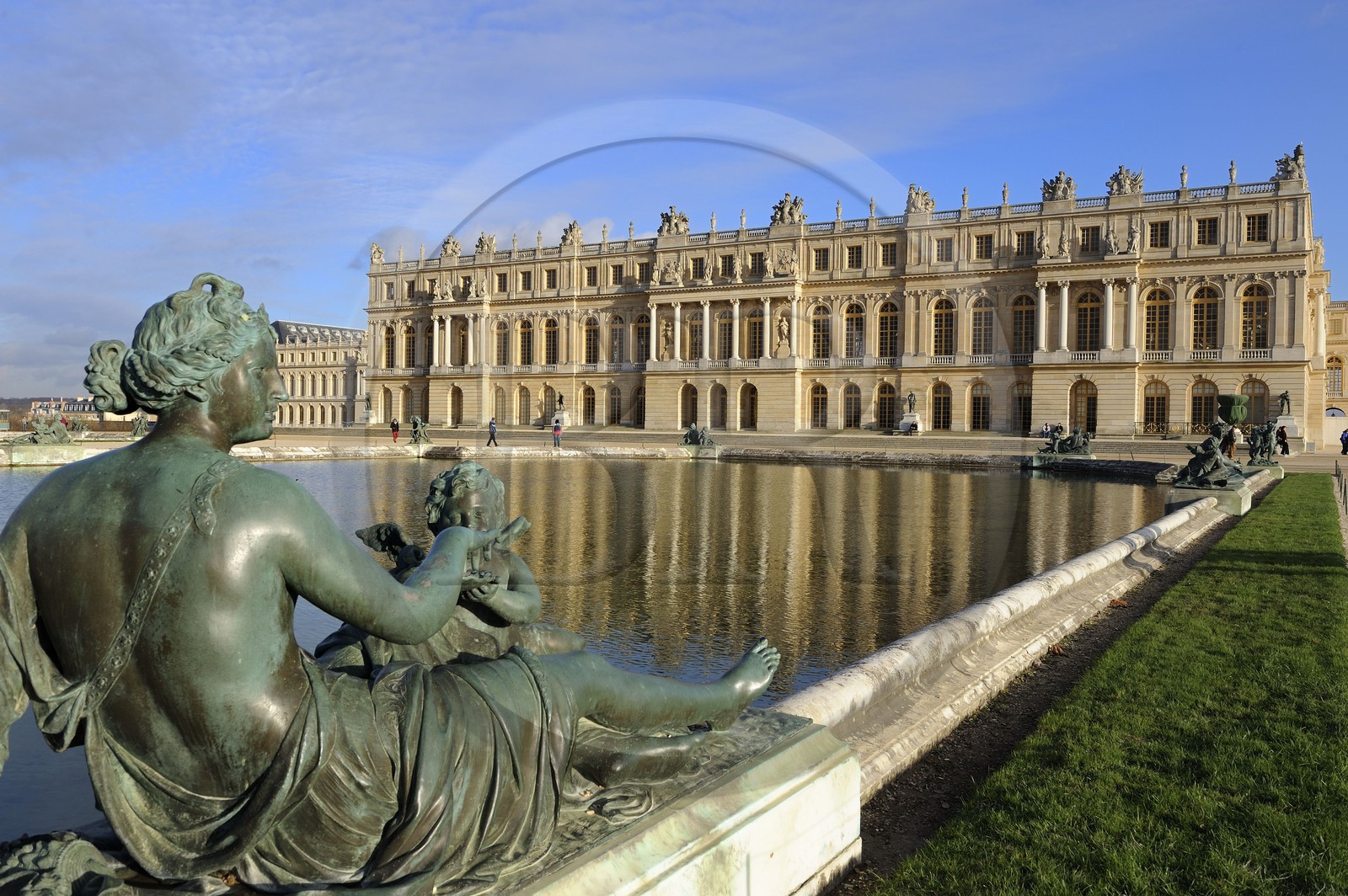 France, Yvelines, Chateau de Versailles, listed as World Heritage by UNESCO, pool surrounded with bronze statues symbolizing the rivers of France