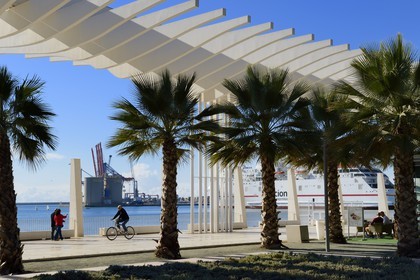 Spain, Andalusia, Malaga, the waterfront on the port, Palmeral de las Sorpresas