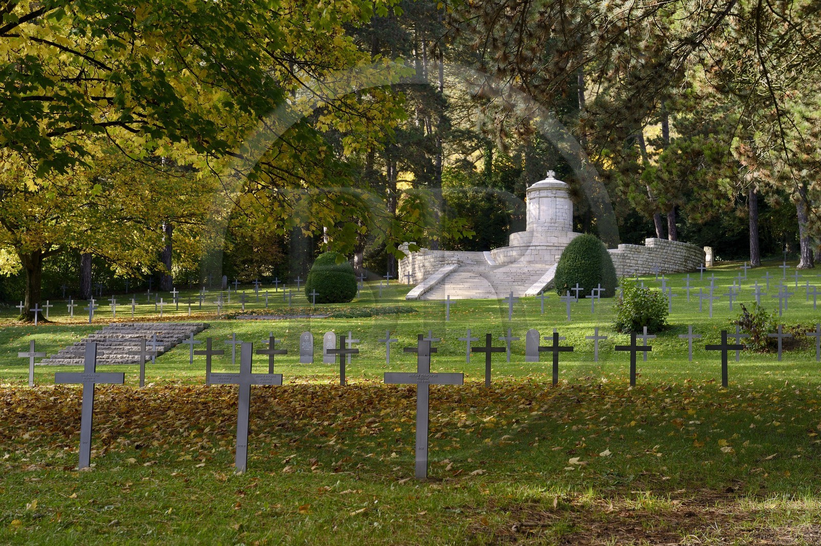France, Meuse, Lorraine Regional Park, Cotes de Meuse, the village of Vieville-sous-les-Cotes, German military cemetery of the First World War
