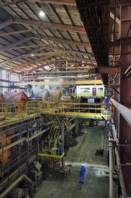 France, Ile de la Reunion, Saint-Louis, l'usine sucrière du Gol utilisant la canne à sucre, zone de clarification, décantation et filtration