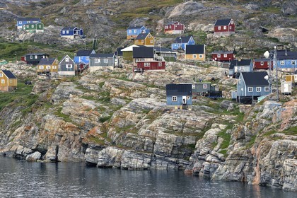 Groenland, cote ouest, baie de Baffin, le petit village de Ukkusissat dans le fjord Uummannaq
