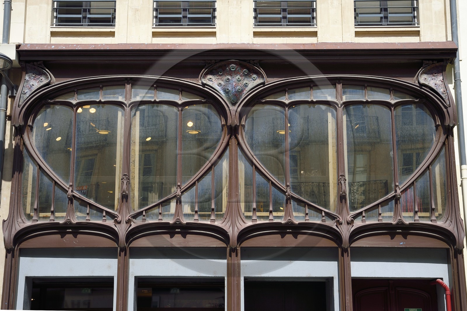 France, Meurthe-et-Moselle (54), Nancy, Vitrine Art Nouveau (1901) du magasin Vaxelaire au 13 rue Raugraff par les ébénistes Emile et Eugène Vallin