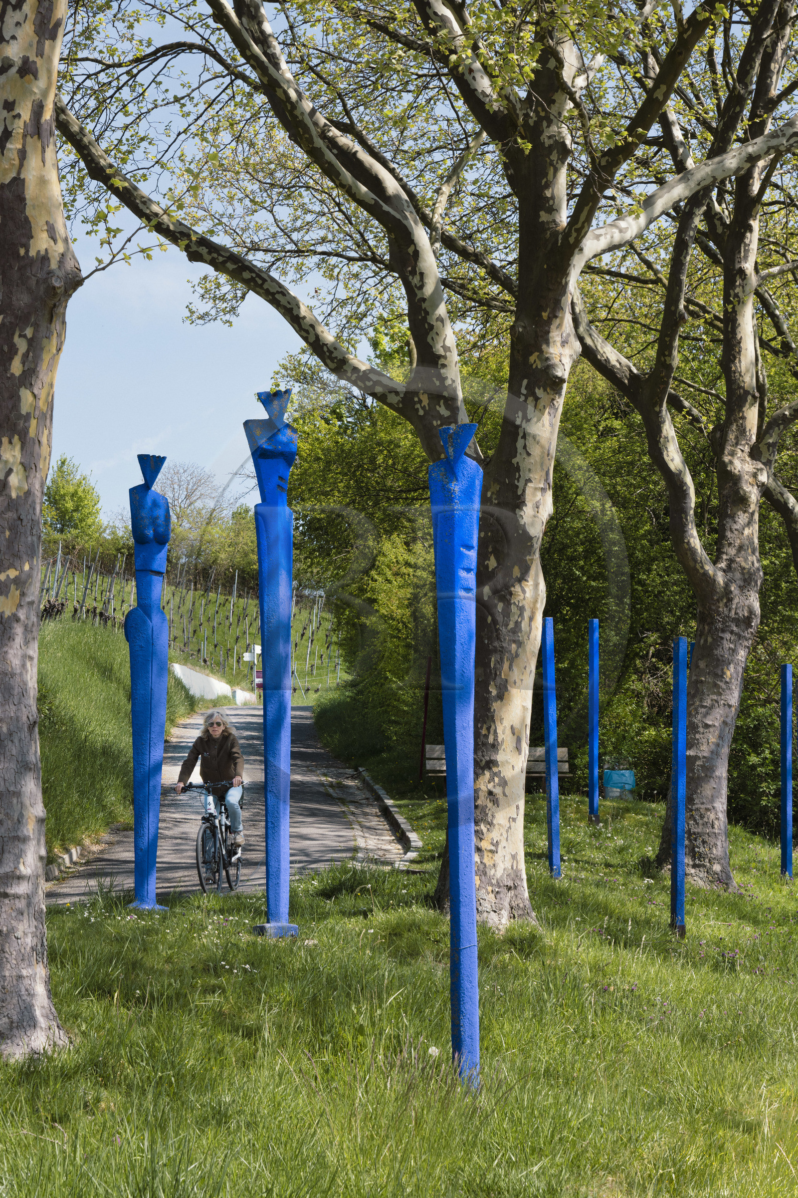 Germany, Bade-Wurtemberg, Weil am Rhein near Basel, the approximately five kilometer long Rehberger-Weg by artist Tobias Rehberger connects two countries, two municipalities and two museums between the Fondation Beyeler and the Vitra Campus