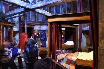 United Kingdom, Hertfordshire, Leavesden, Leavesden Film Studios, Harry Potter Studio Tour London, the scene of the eight Harry Potter movies' making of, boys' dormitory at Hogwarts School