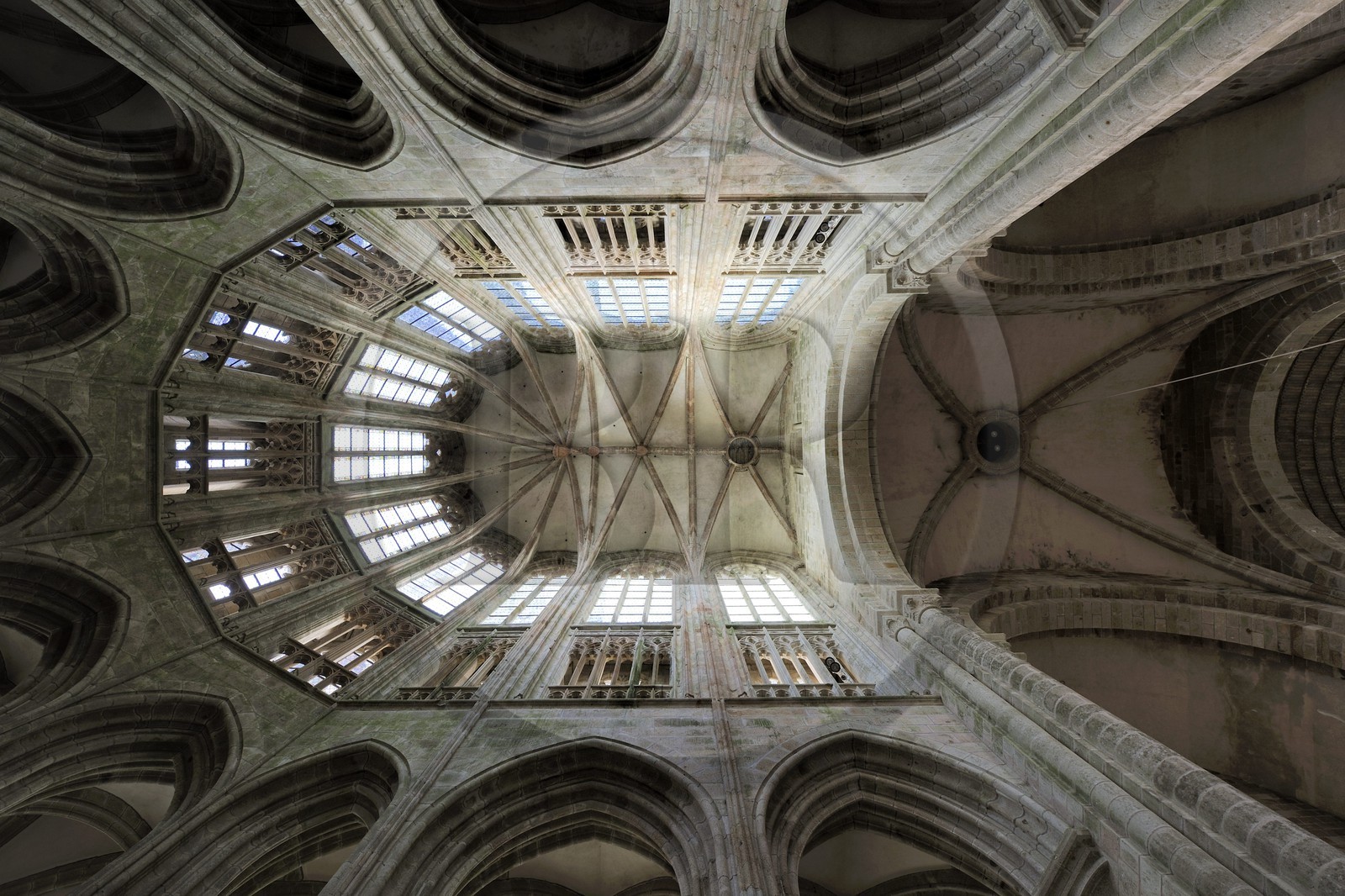 France, Manche, the abbey of Mont Saint Michel, listed as World Heritage by UNESCO, nave of the Abbey Church