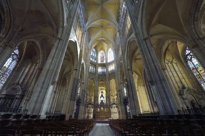 France, Seine-Maritime (76), Rouen, abbatiale Saint-Ouen (XIIème au XVème siècle) de style gothique rayonnant et flamboyant, le chœur