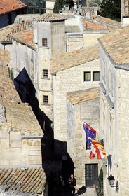 France, Bouches du Rhone, Les Baux de Provence village, labelled Les Plus Beaux Villages de France (The Most Beautiful Villages of France), main street, Mistral and Manville hotel