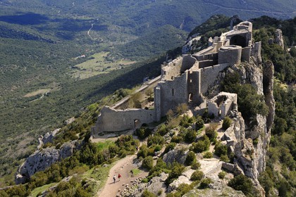 France, Aude (11), Pays Cathare, le château de Peyrepertuse du XIIe siecle