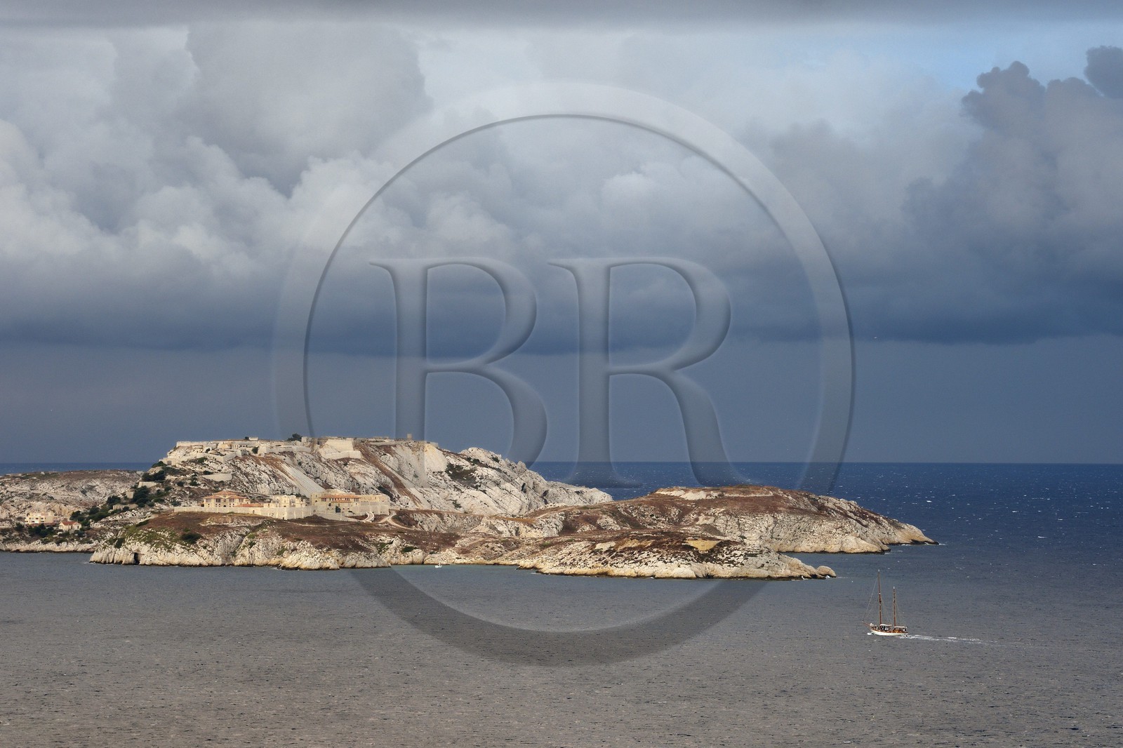 France, Bouches du Rhone, Marseille, Calanques National Park, archipelago of Frioul islands, Ratonneau island, the Caroline Hospital ruins