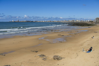 France, Vendée (85), Les-Sables-d'Olonne, le front de mer et grande plage de Tanchet