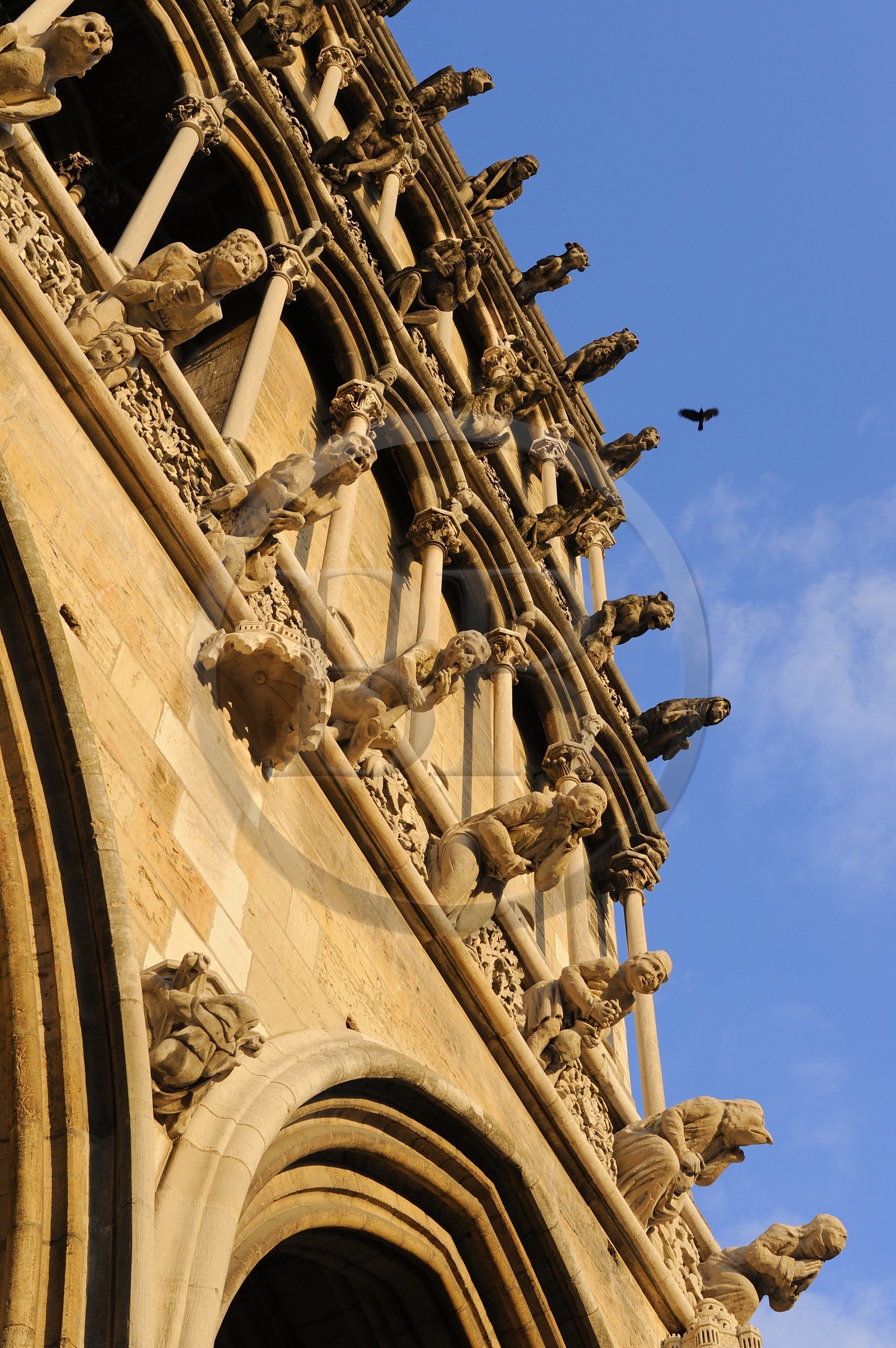 France, Côte d'Or (21), Dijon, l'église Notre-Dame (1230-1250), triple rangées de fausses gargouilles en façade