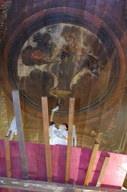 Brazil, Minas Gerais state, Ouro Preto, historical center listed as World Heritage by UNESCO, the Bon Jesus Chapel restoration (Gold Route, Estrada Real)