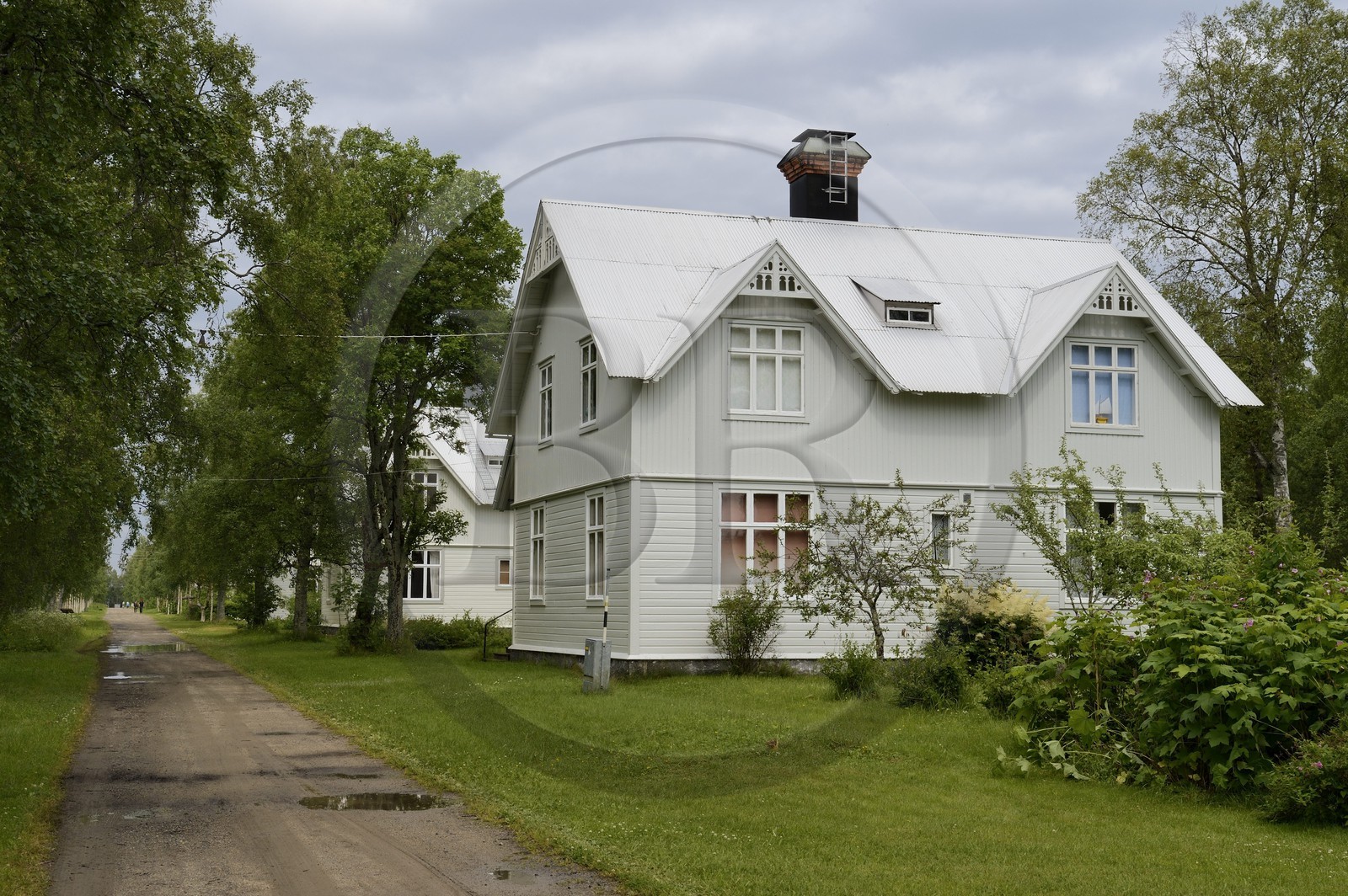 Sweden, Vasterbotten County, Umea region, Norrbyskär islands which was one of the largest sawmills in Europe in the early 20th century, former factory workers homes now become summer houses