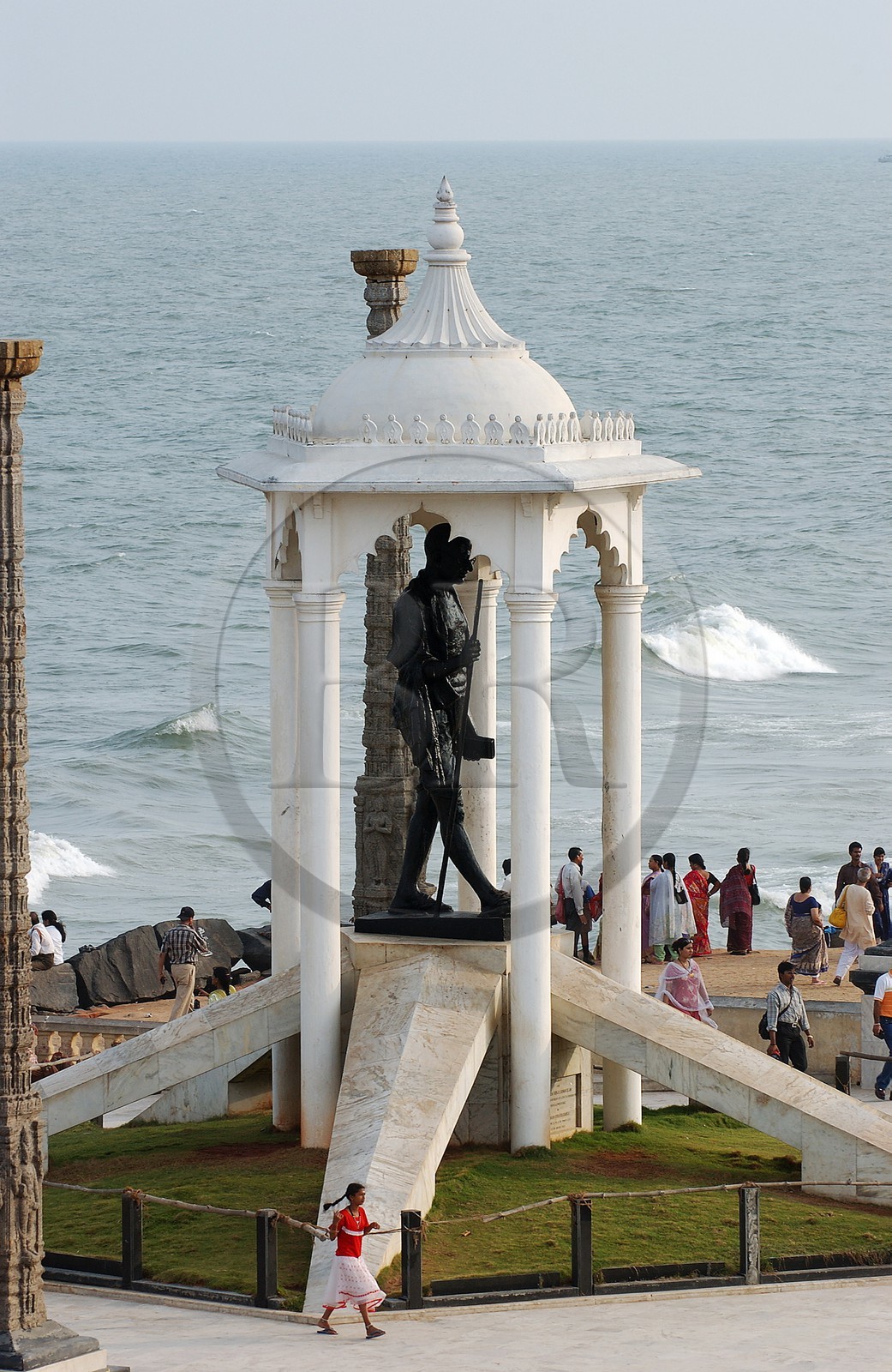Inde, Territoire de Pondichéry, Pondichéry, Gandhi square anciennement place de la République sur le front de mer
