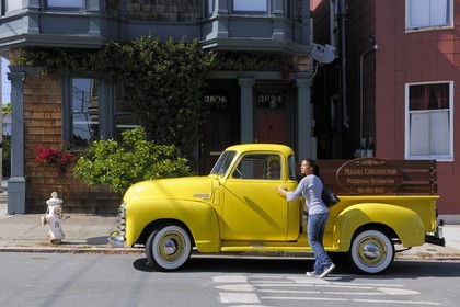 United States, California, San Francisco, old Chevrolet van restored in the district of Noe Valley