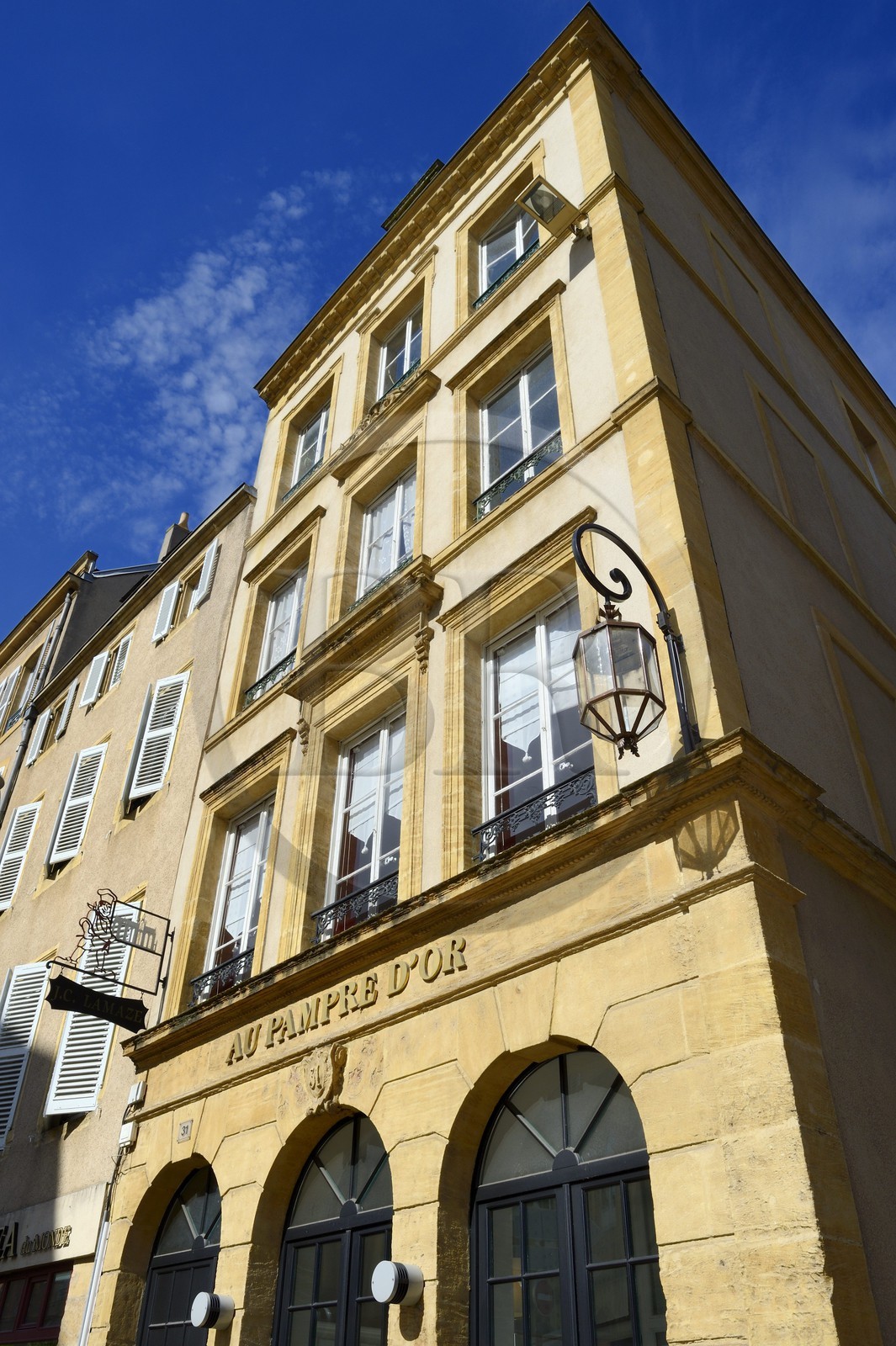France, Moselle, Metz, place de Chambre, restaurant At the Pampre d'Or in a 17th century listed building