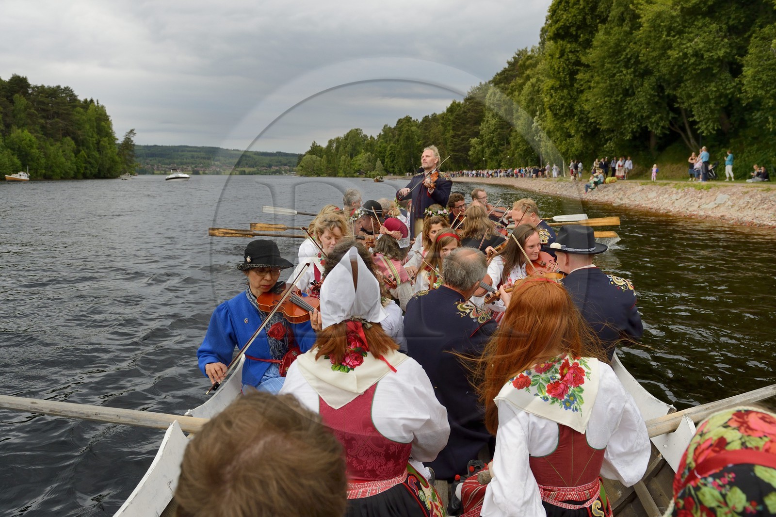 Sweden, Dalarna County, Leksand, the most popular in Sweden midsummer celebrations, transfer in the old church Boats on Lake Siljan
