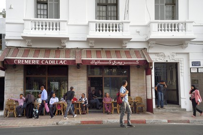 Morocco, Casablanca, Café terrace on the boulevard de Paris