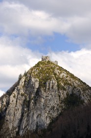 France, Ariège (09), Pays d' Olmes, château cathare de Montségur perché sur un pog