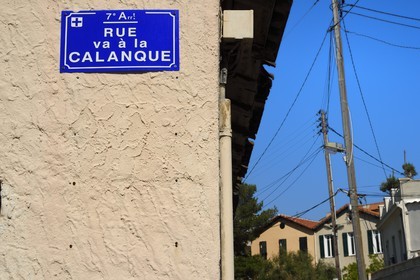 France, Bouches-du-Rhône (13), Marseille, quartier d'Endoume, Malmousque, Plaque de rue, Rue de la Calanque à la Calanque de Malmousque