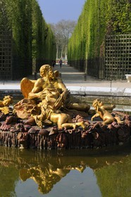 France, Yvelines (78), parc du château de Versailles, classé Patrimoine Mondial de l'UNESCO, bassin de Saturne ou de l'Hiver oeuvre de Girardon