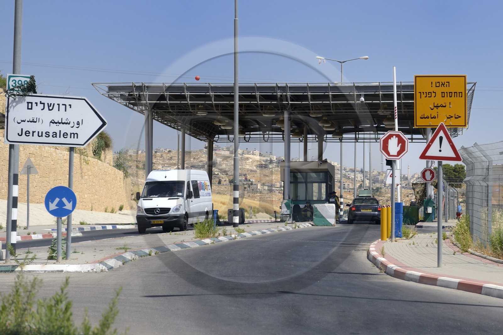 Israel, checkpoint près de Har 'Homa quartier au sud-est de Jérusalem, nouvelle colonie fondée en 1997