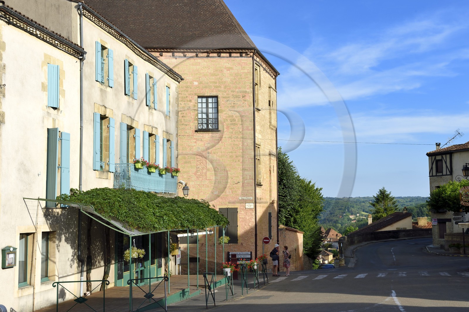 France, Dordogne (24), Périgord Noir, Belvès, labellisé Les Plus Beaux Villages de France, facade du chateau de Belvès anciennement hotel de Commarque à l'angle de la rue des Pénitents