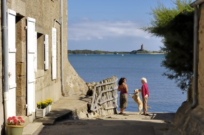 France, Manche, Val de Saire, Saint Vaast la Hougue area, Hougue Vauban fort listed as World Heritage by UNESCO seen from Morsalines village