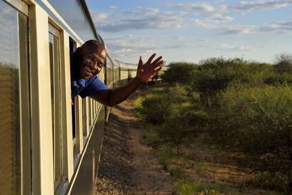 Namibia, Erongo region, Senele Mkiza, Shongololo express train manager