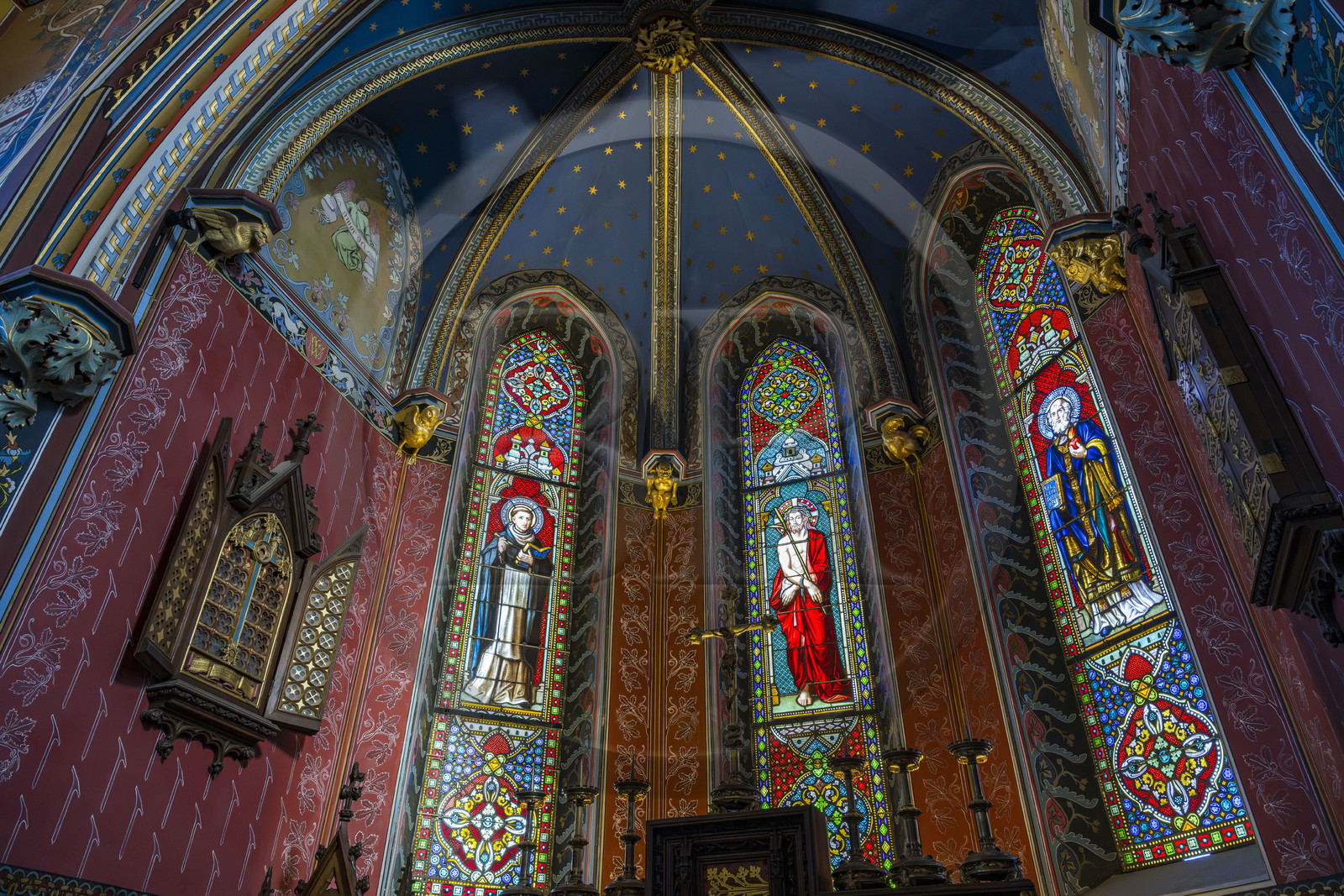 France, Pyrénées-Atlantiques (64), la côte du Pays-Basque, Hendaye, chateau d'Abbadia construit en 1870 par Eugène Viollet-le-Duc pour Antoine d'Abbadie d'Arrast, la chapelle