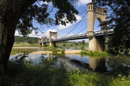 France, Indre et Loire, Loire Valley listed as World Heritage by UNESCO, Langeais, suspension bridge over Loire River