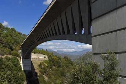 France, Haute Corse, Vivario, pont du Vecchio (Vechju) road bridge