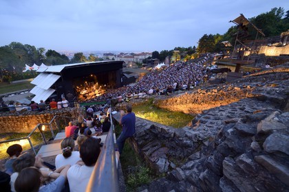 France, Rhone, Lyon, historical site listed as World Heritage by UNESCO, colline de Fourviere, Roman theatre, concert at the Nuits de Fourvieres